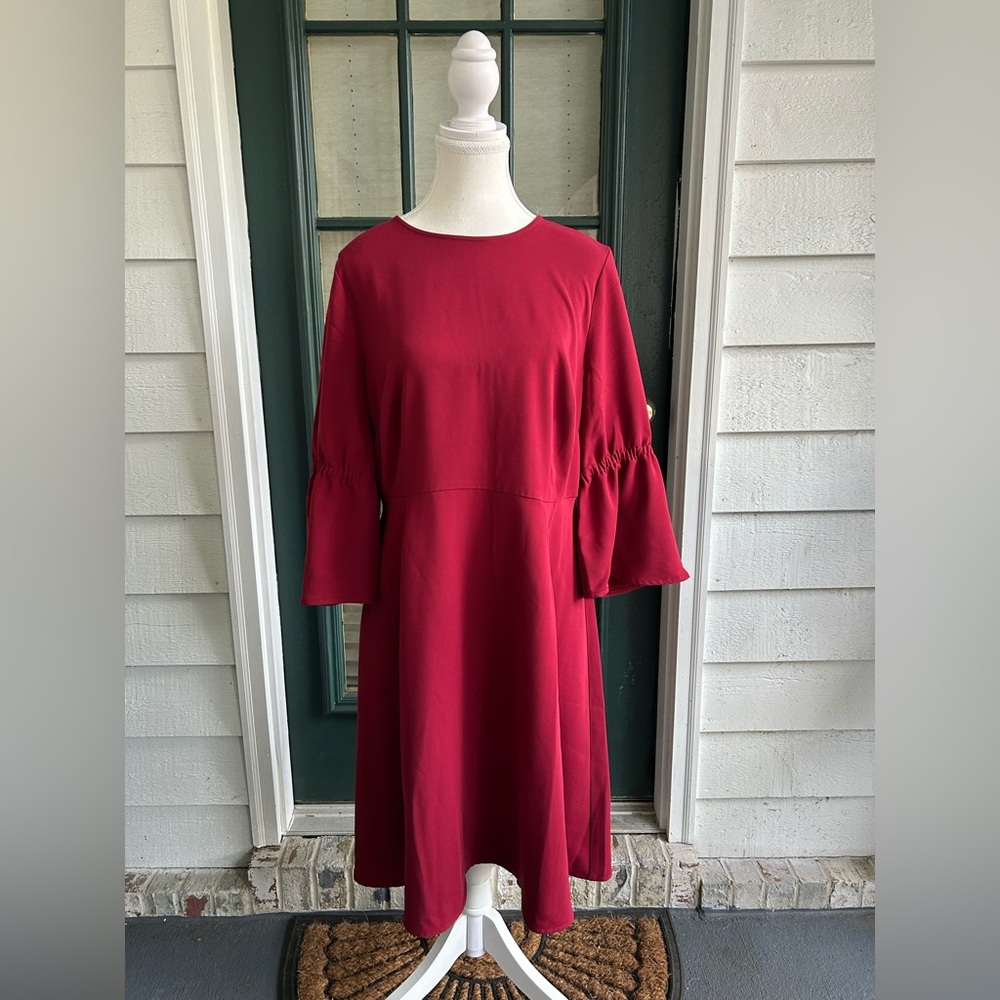 J. Jill Burgundy Long Sleeve Dress